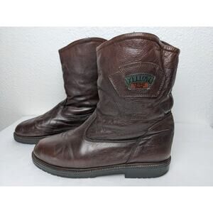 Vtg Sherpa Lined Pull On Leather Boot Yellowstone Park Klondike Sergio Italy 44